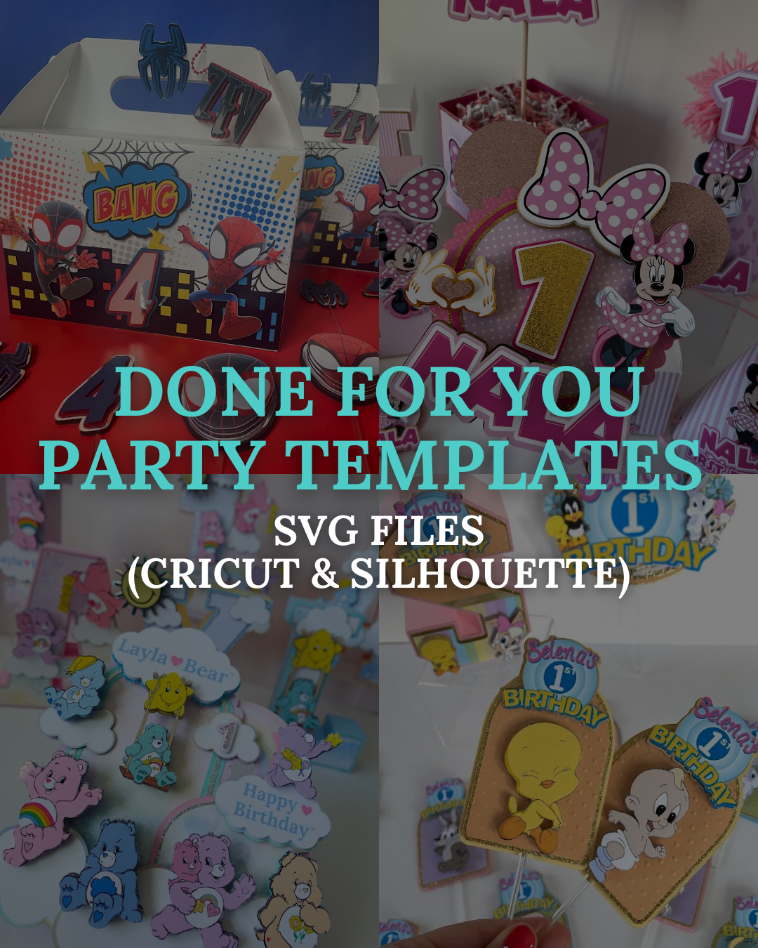 DONE FOR YOU Party Templates | SVG Files (Cricut & Silhouette)
