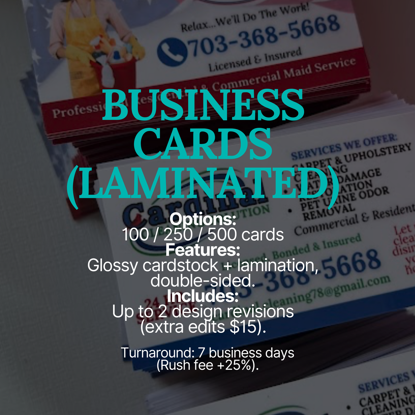 Custom Business Cards | Laminated, Double-Sided (100–500 Quantities)