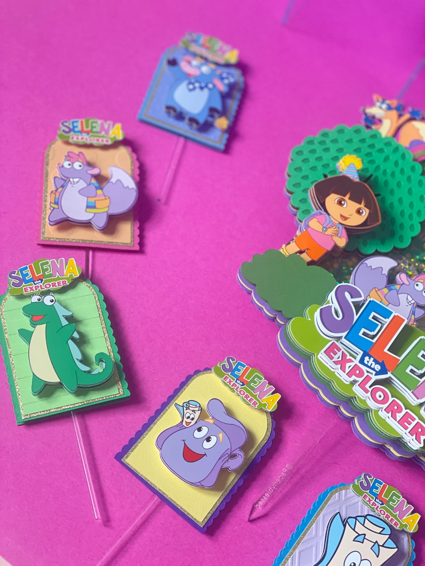 Dora | Layered Cupcake Toppers (Set of 12)