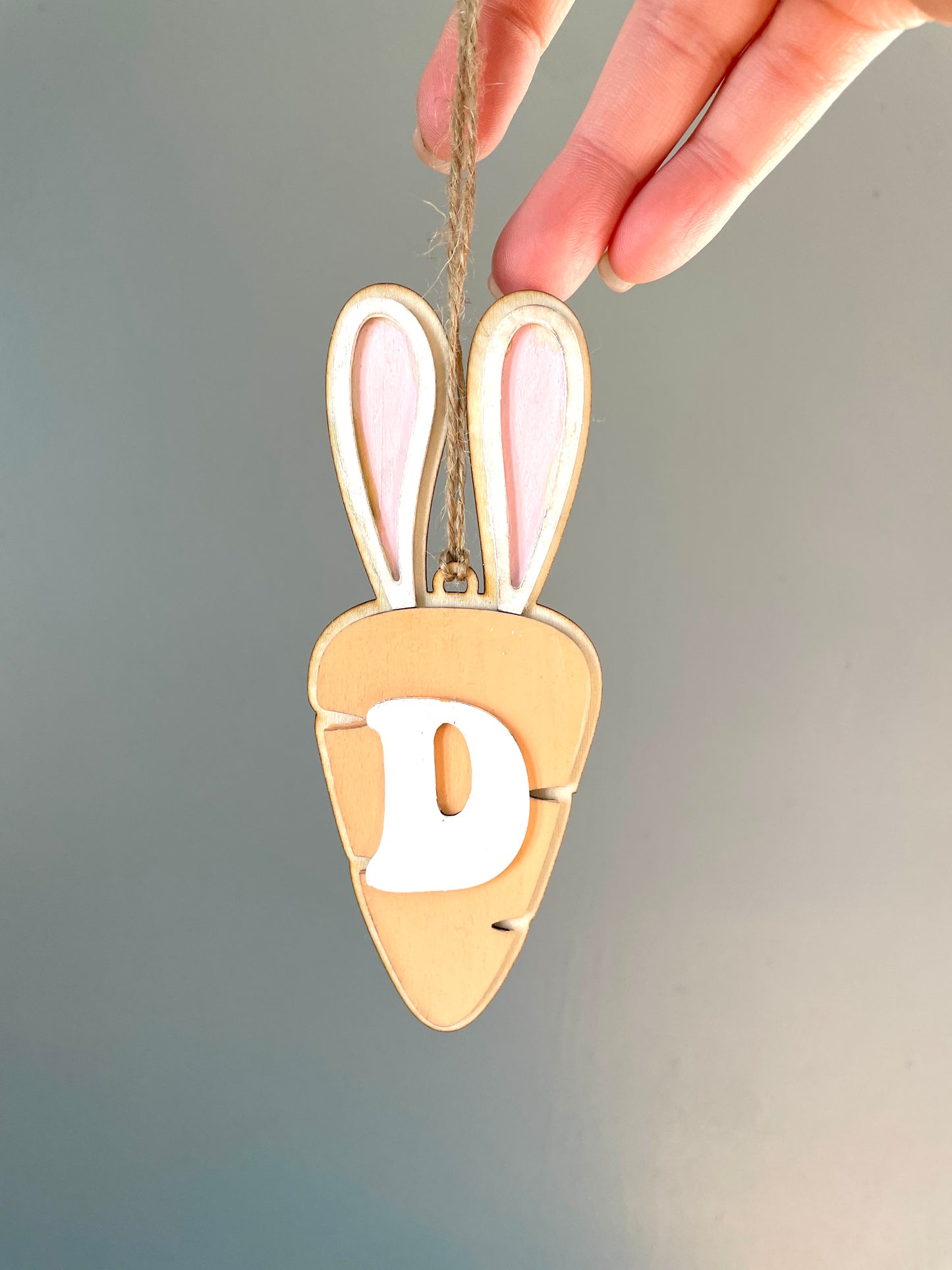 Wooden Carrot Bunny Easter Tag