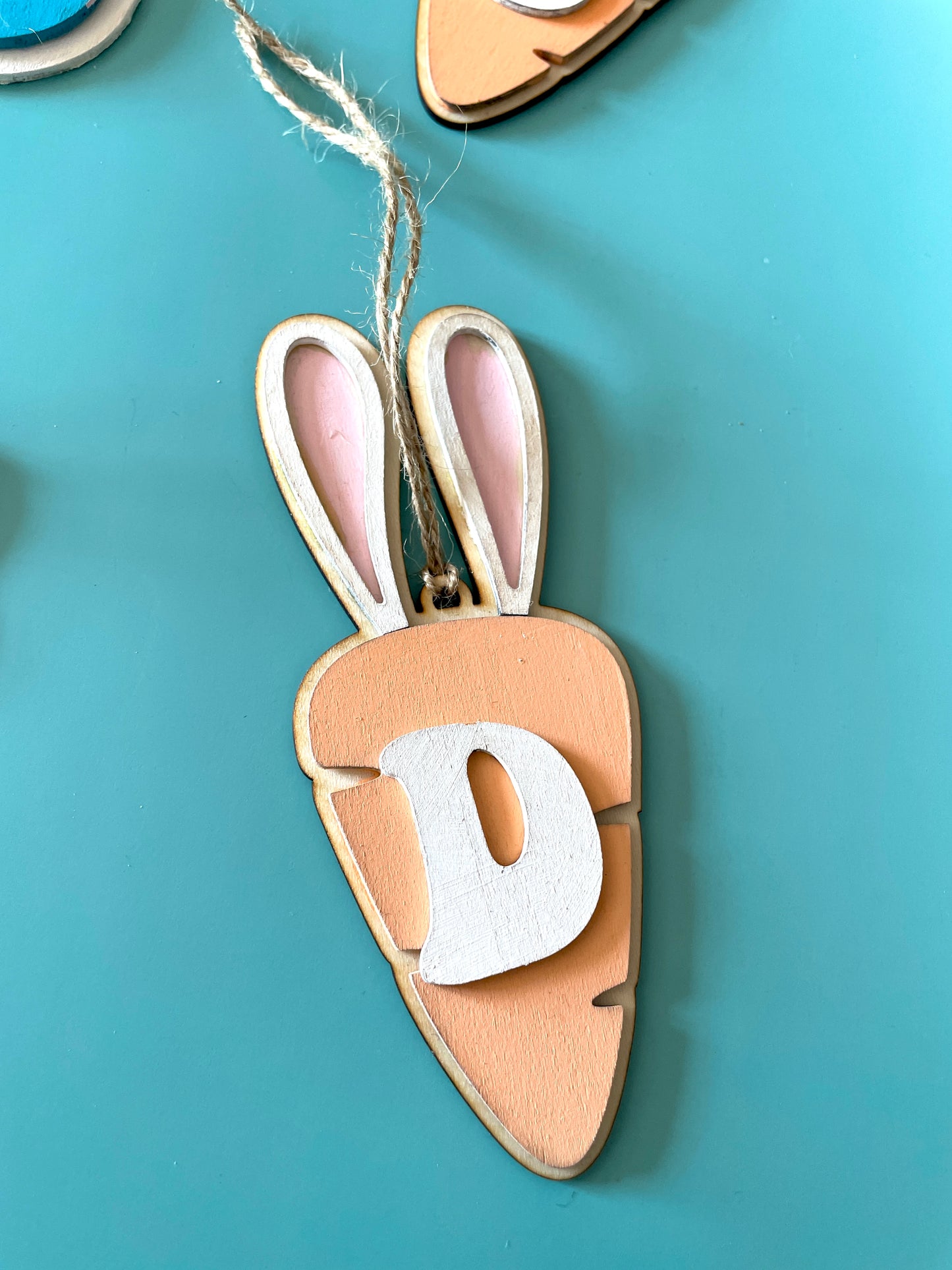 Wooden Carrot Bunny Easter Tag