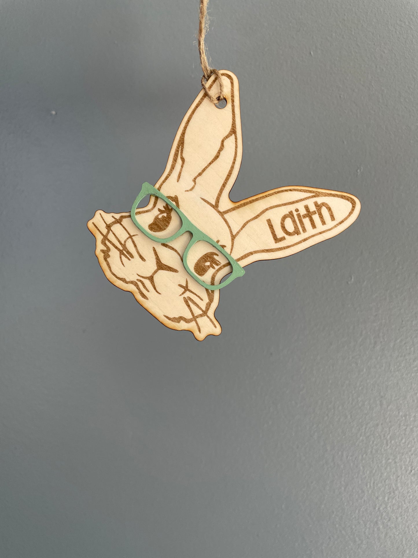 Wooden Easter Bunny w/ Glasses Tag