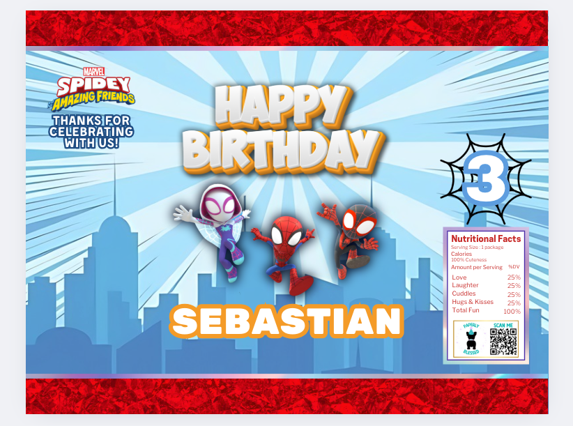 Spidey & Friends Chip Bag Template