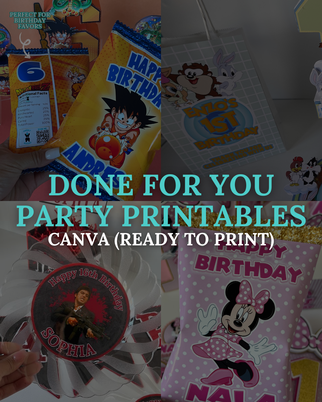 DONE FOR YOU Party Printables | Canva (Ready to Print)