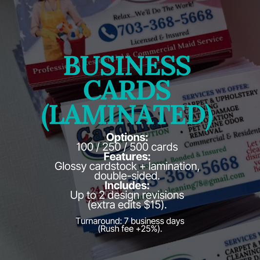Custom Business Cards | Laminated, Double-Sided (100–500 Quantities)