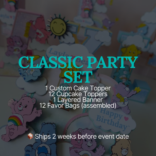 Classic Party Set | Cake Topper, Cupcake Toppers, Banner & Favor Bags