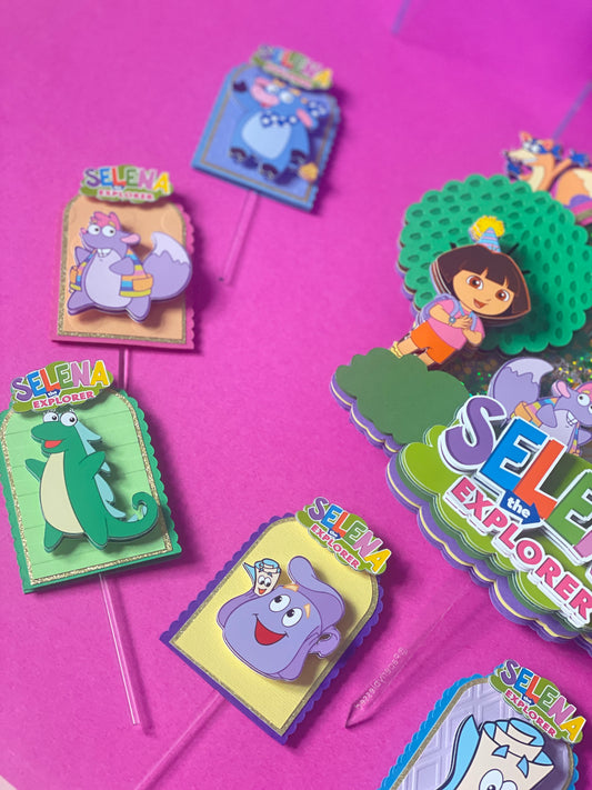 Dora | Layered Cupcake Toppers (Set of 12)