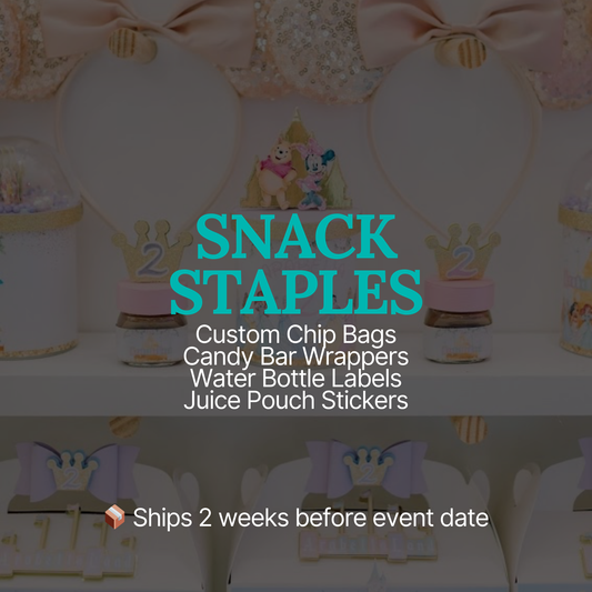 Snack Staples Set | 12 Custom Chip Bags, Chip Cans, Juice Pouches & More